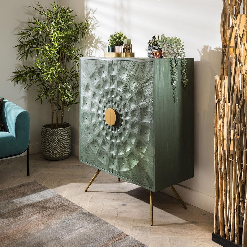 Siena 2 Door Cabinet Sideboard Green 95cm