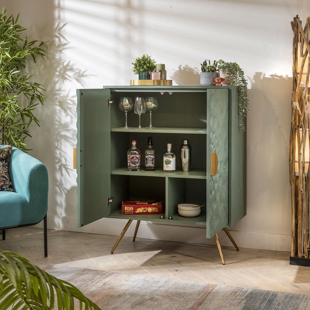 Siena 2 Door Cabinet Sideboard Green 95cm