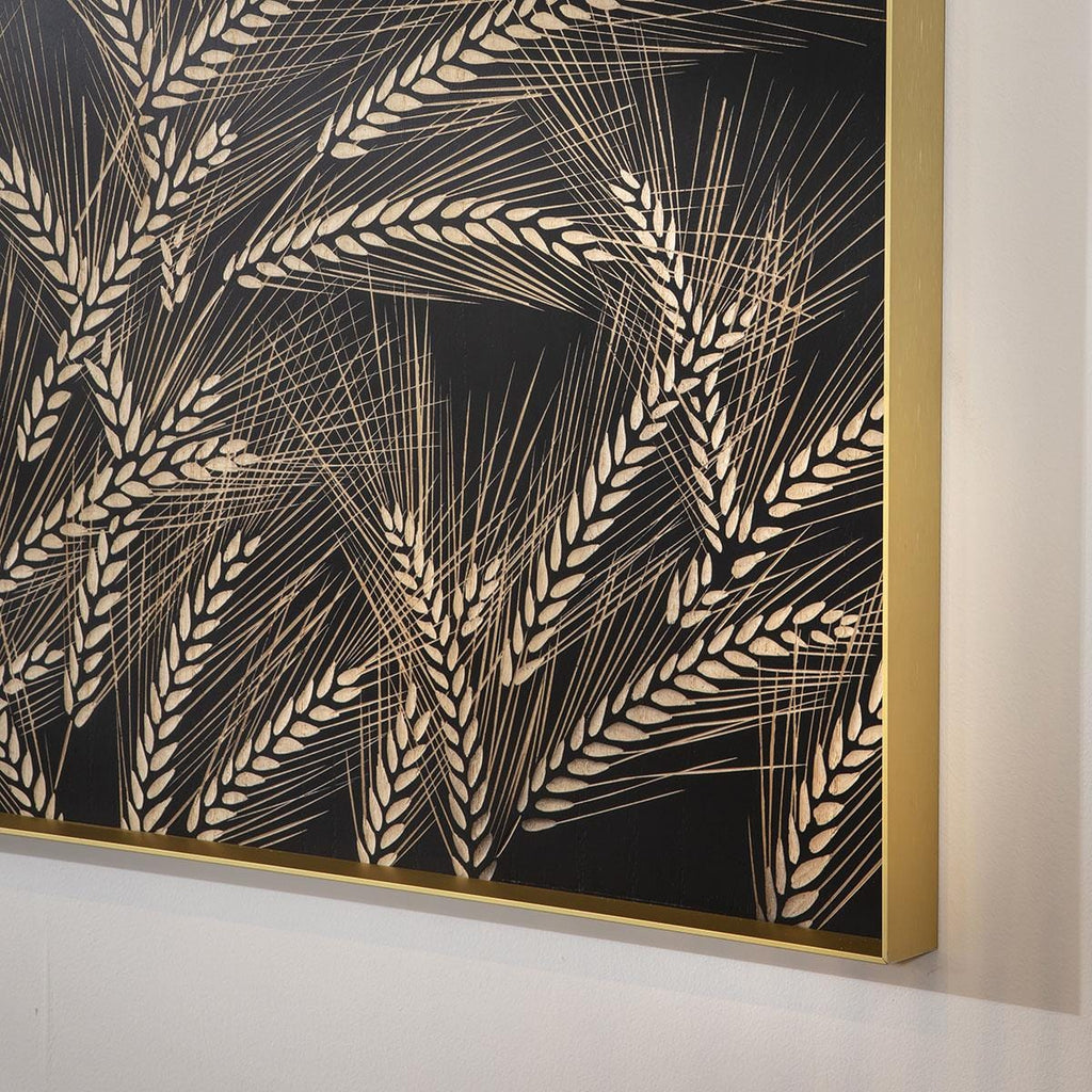 2-Piece Hand-Carved Metal Framed Wall Artwork Set Copper & Wood 60x90cm