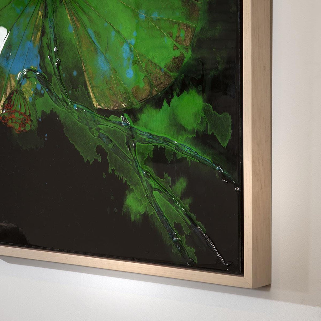 2-Piece Abstract Lotus Wall Artwork Set Black & Green 120x90cm