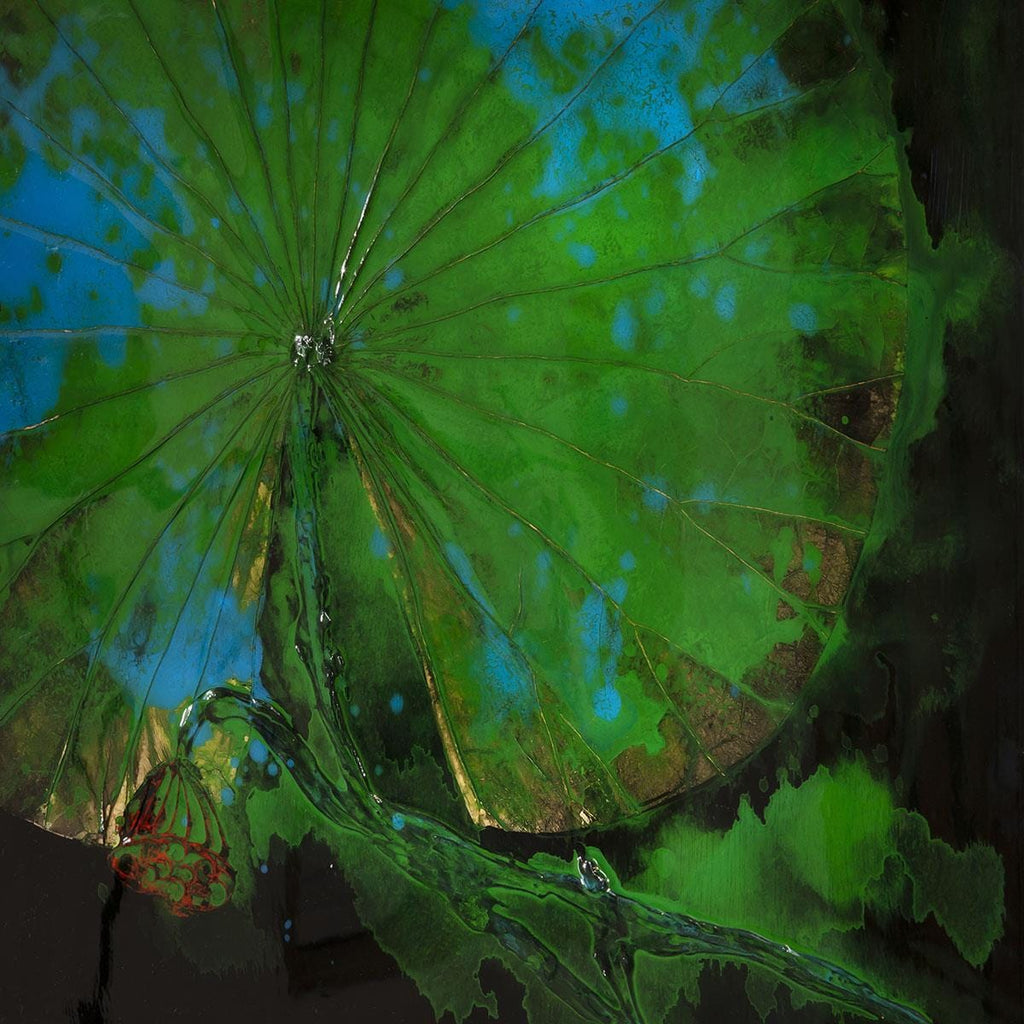 2-Piece Abstract Lotus Wall Artwork Set Black & Green 120x90cm