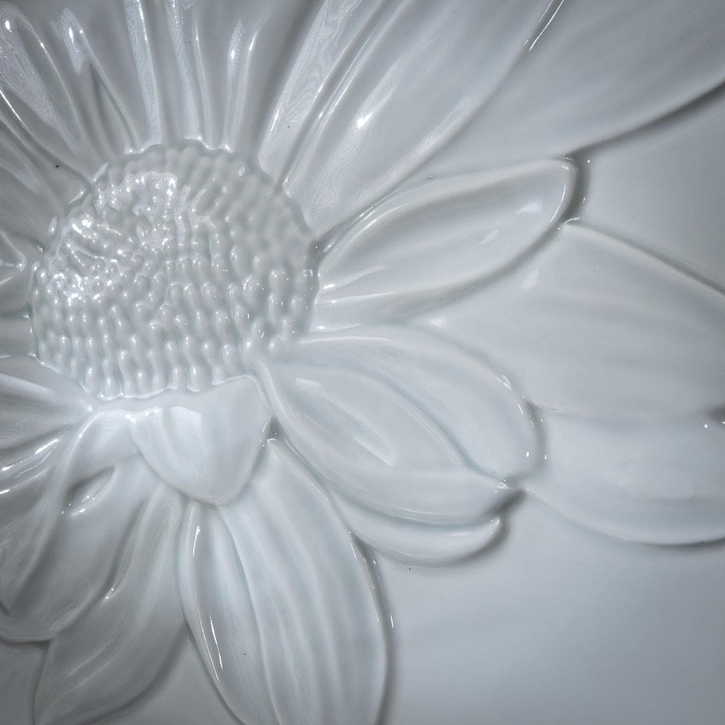 2-Piece Porcelain Flower Framed Wall Artwork Set White 36x36cm