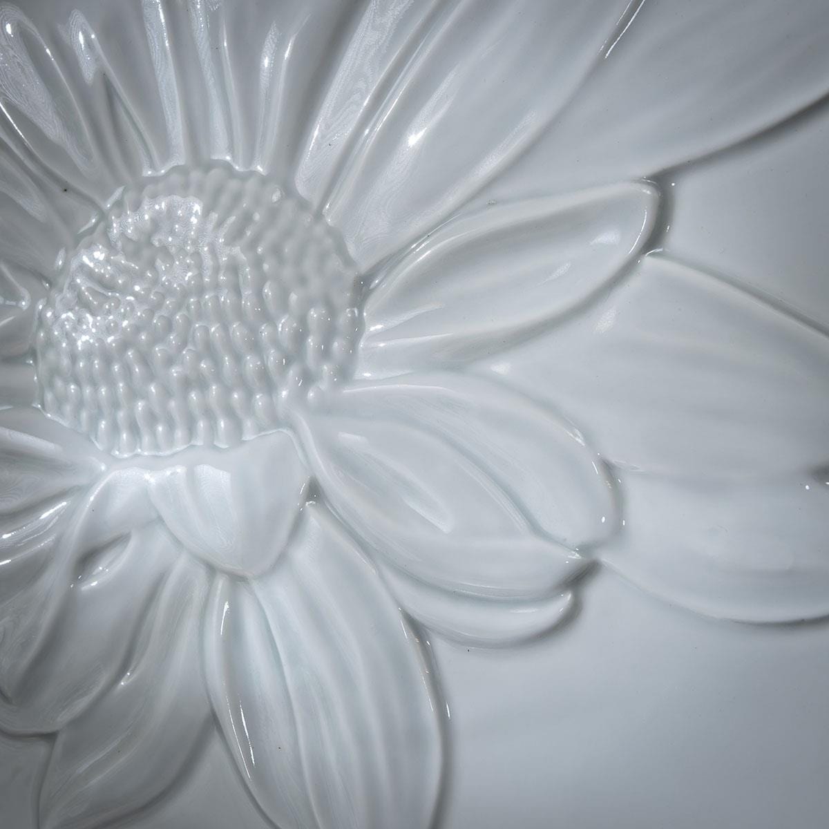 2-Piece Porcelain Flower Framed Wall Artwork Set White 36x36cm