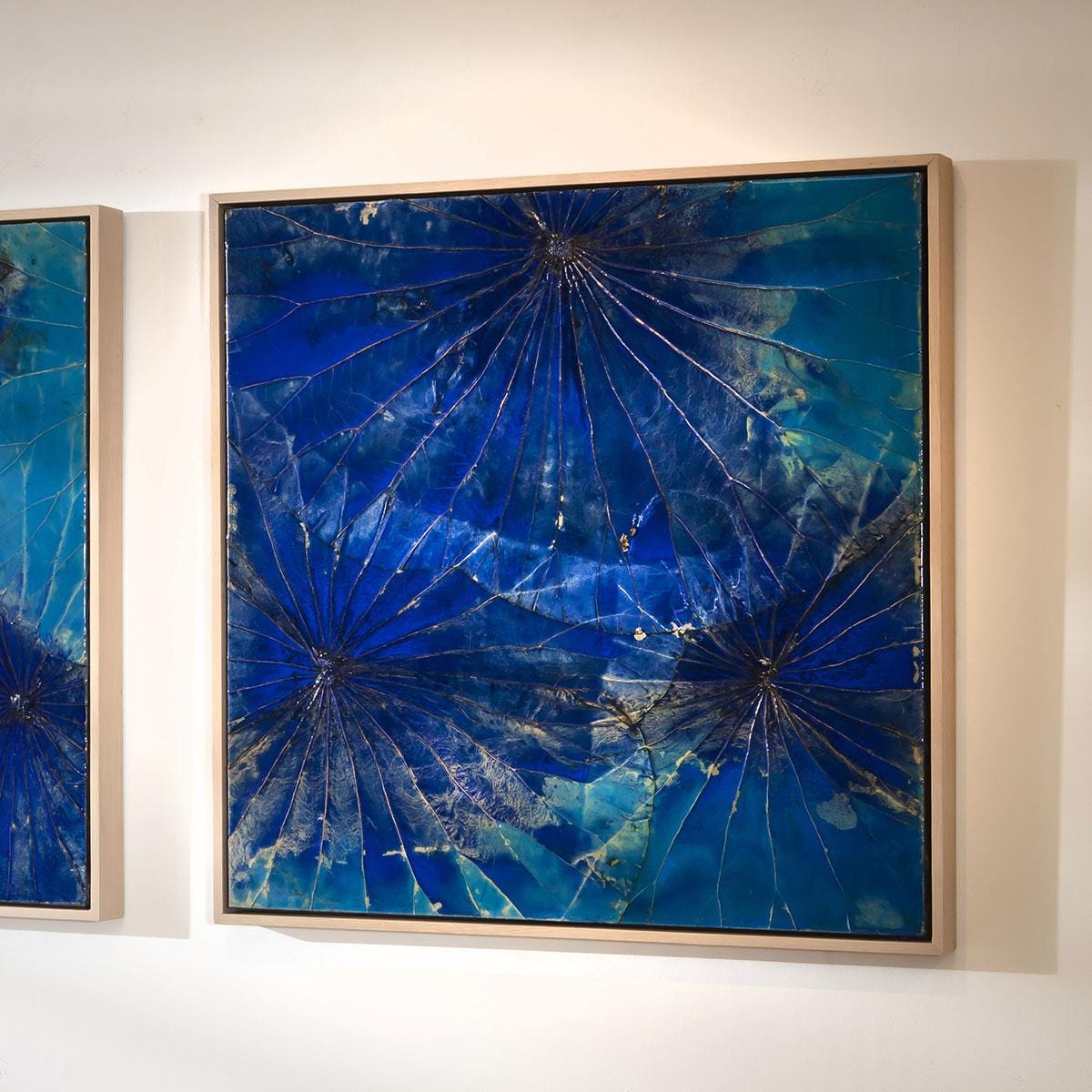 2-Piece Square Abstract Framed Wall Artwork Set Blue 120x60cm