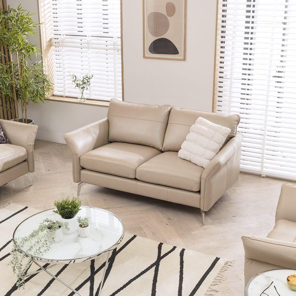 2 Seater Modern Luxury Sofa - Real Leather Options - 165cm In Stock