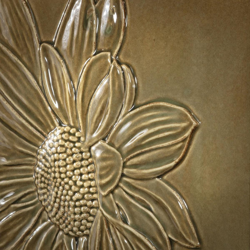 3-Piece Porcelain Flower Framed Wall Artwork Set Green 108x36cm