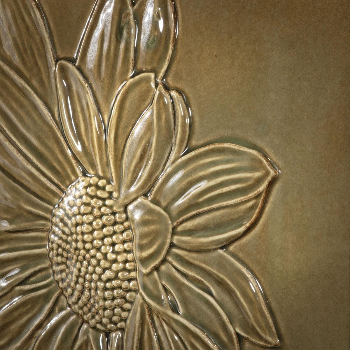 3-Piece Porcelain Flower Framed Wall Artwork Set Green 108x36cm