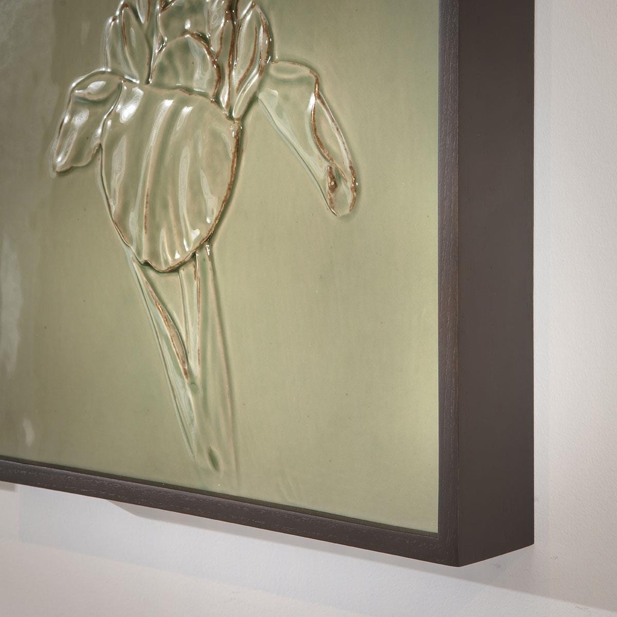 3-Piece Porcelain Flower Framed Wall Artwork Set Green 108x36cm