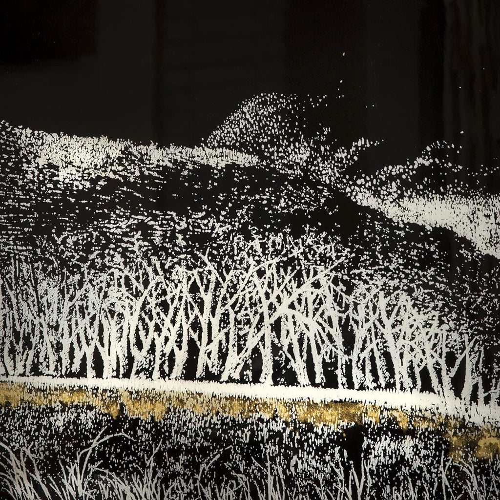 3-Piece Square Gold Metal Framed Wall Artwork Set Black & White 120x40cm