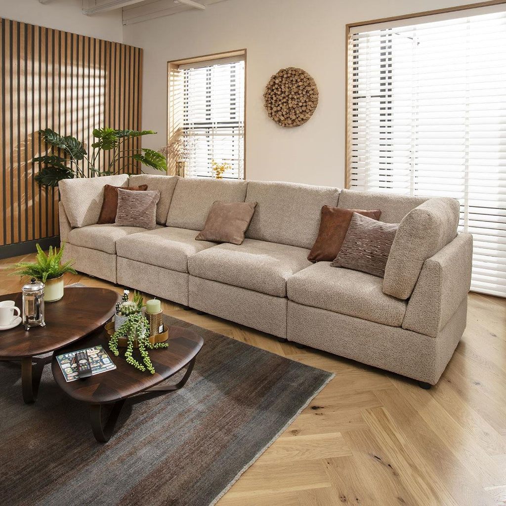 Sully 4 Seater Modular Sofa Biscuit Beige Boucle 320x80cm 16