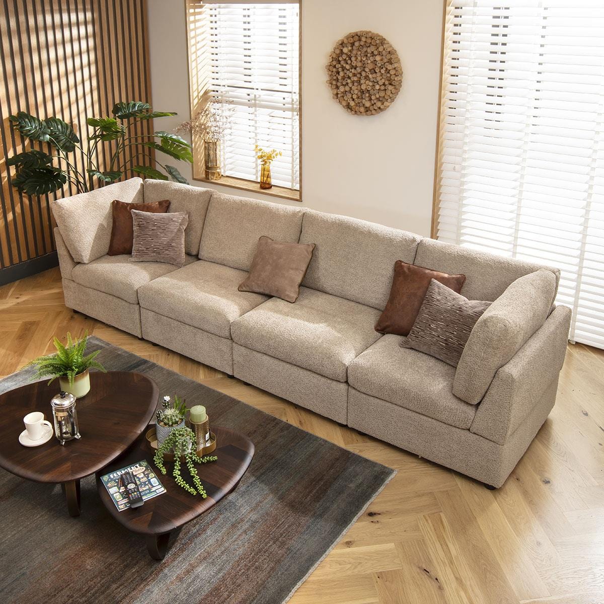 Sully 4 Seater Modular Sofa Biscuit Beige Boucle 320x80cm 16