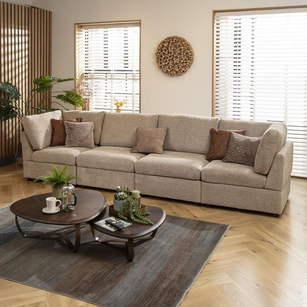 Sully 4 Seater Modular Sofa Biscuit Beige Boucle 320x80cm 16