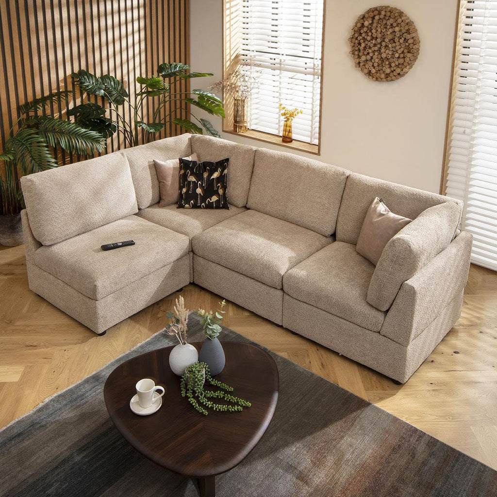 Sully 4 Seater Corner Sofa Biscuit Beige Boucle 240x160cm 12R