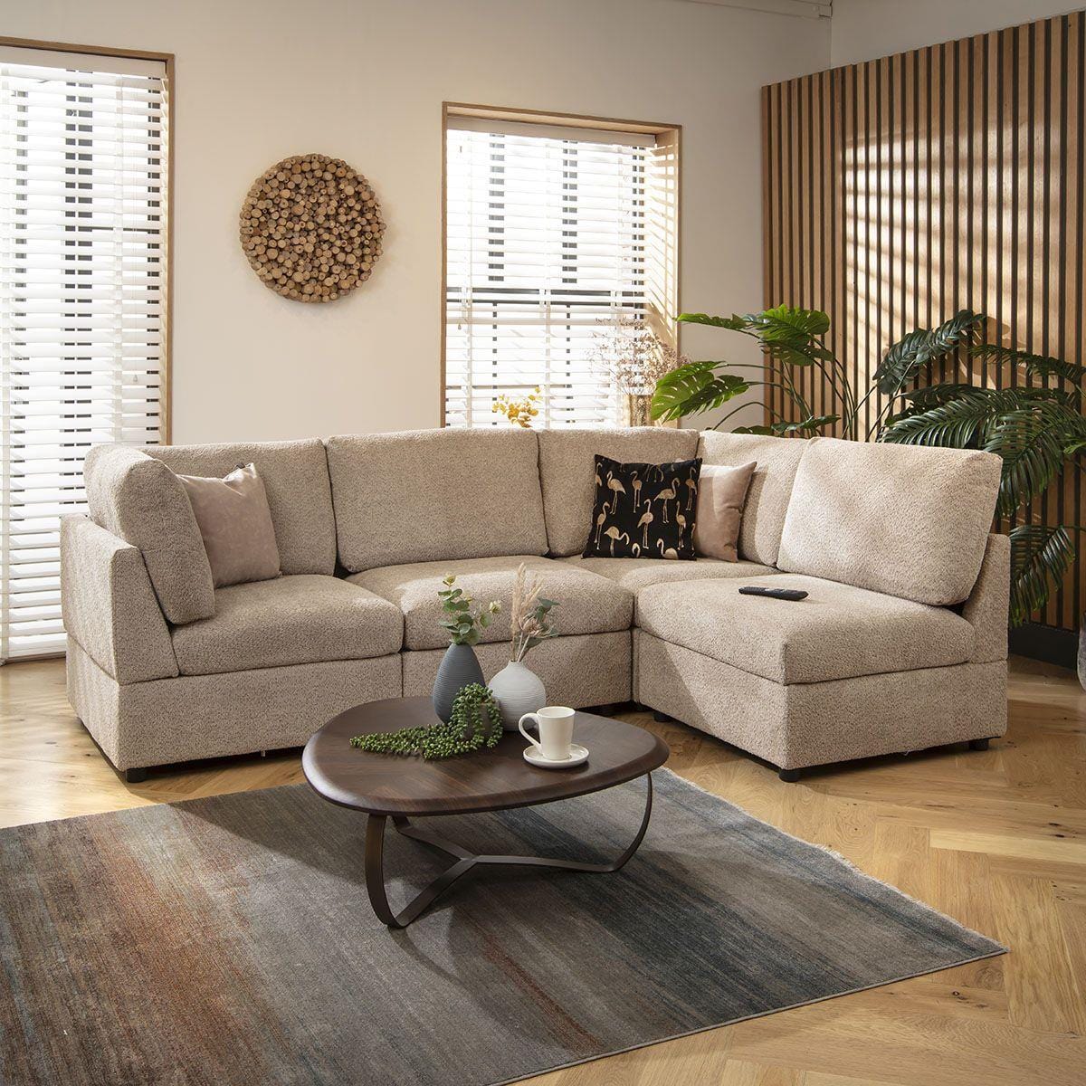 Sully 4 Seater Corner Sofa Biscuit Beige Boucle 240x160cm 12L