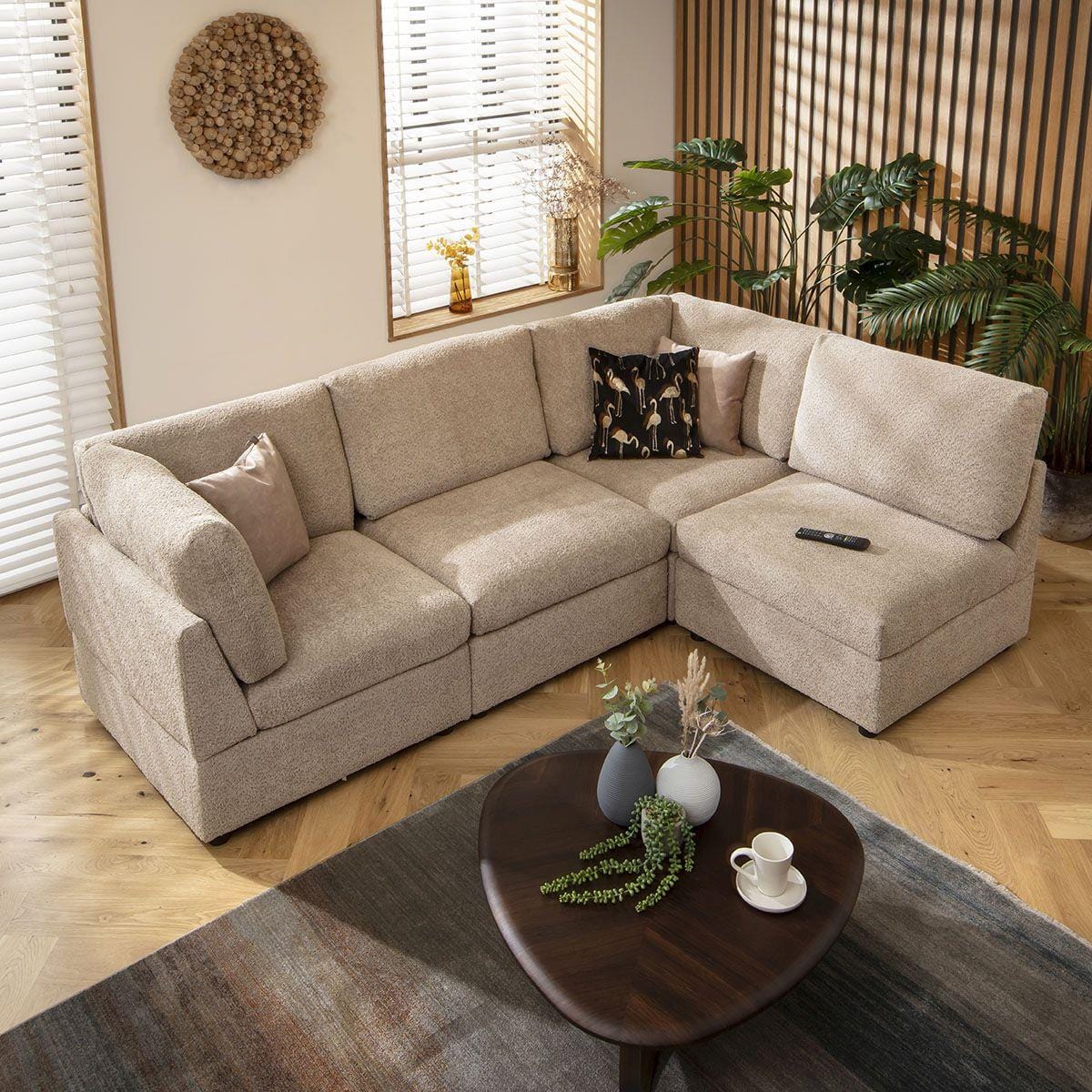 Sully 4 Seater Corner Sofa Biscuit Beige Boucle 240x160cm 12L