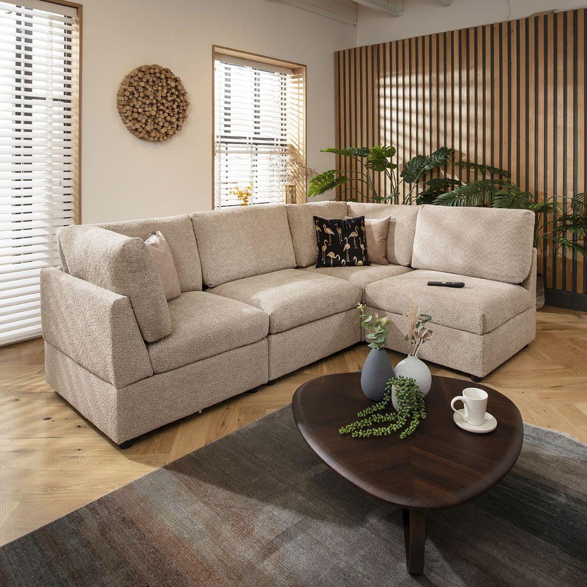 Sully 4 Seater Corner Sofa Biscuit Beige Boucle 240x160cm 12L