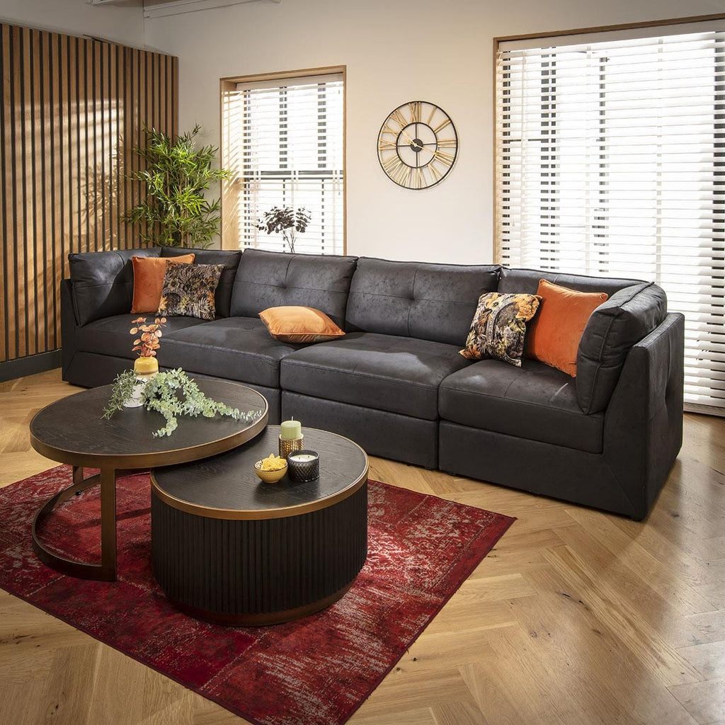Archie 4 Seater Modular Sofa Black 360x90cm 16