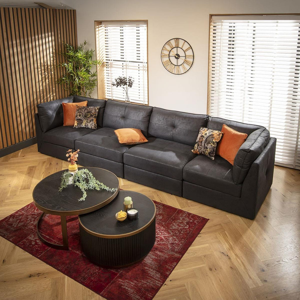 Archie 4 Seater Modular Sofa Black 360x90cm 16