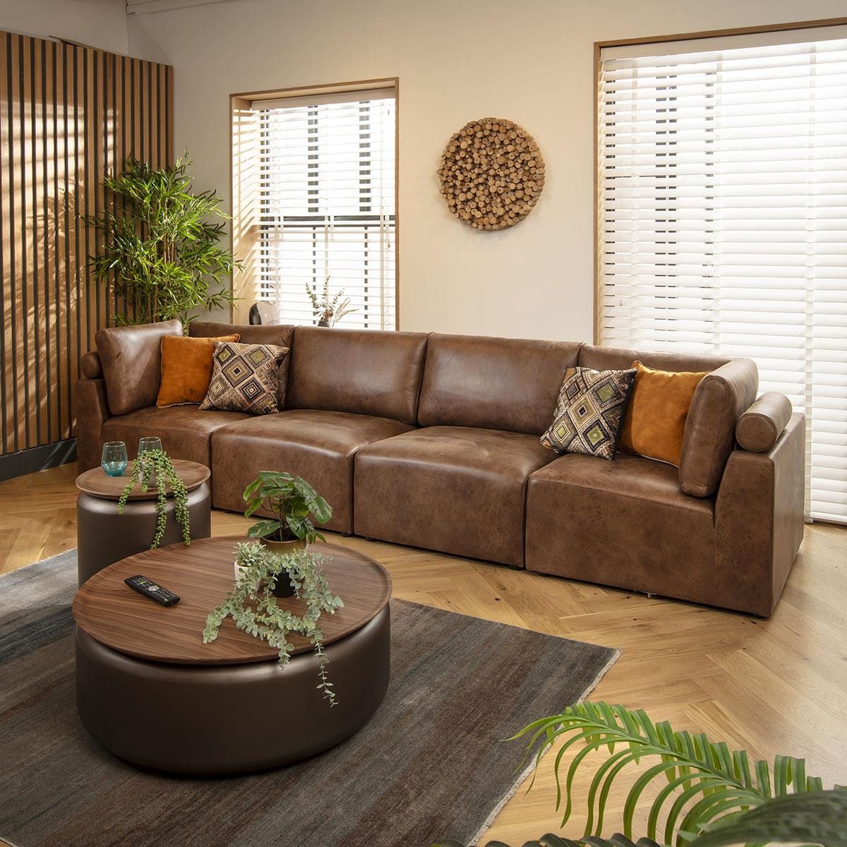 Martha 4 Seater Modular Sofa Antique Brown 348x92cm 16