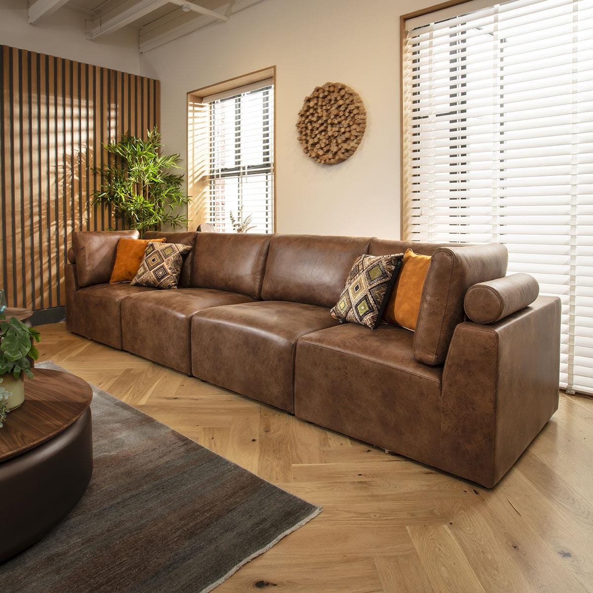 Martha 4 Seater Modular Sofa Antique Brown 348x92cm 16