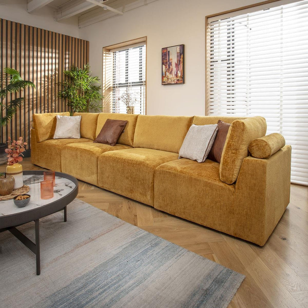 Martha 4 Seater Modular Sofa Mustard Chenille 348x92cm 16