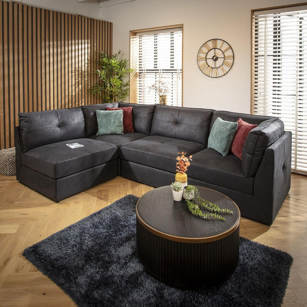 Archie 4 Seater Corner Sofa Black 270x180cm 12R