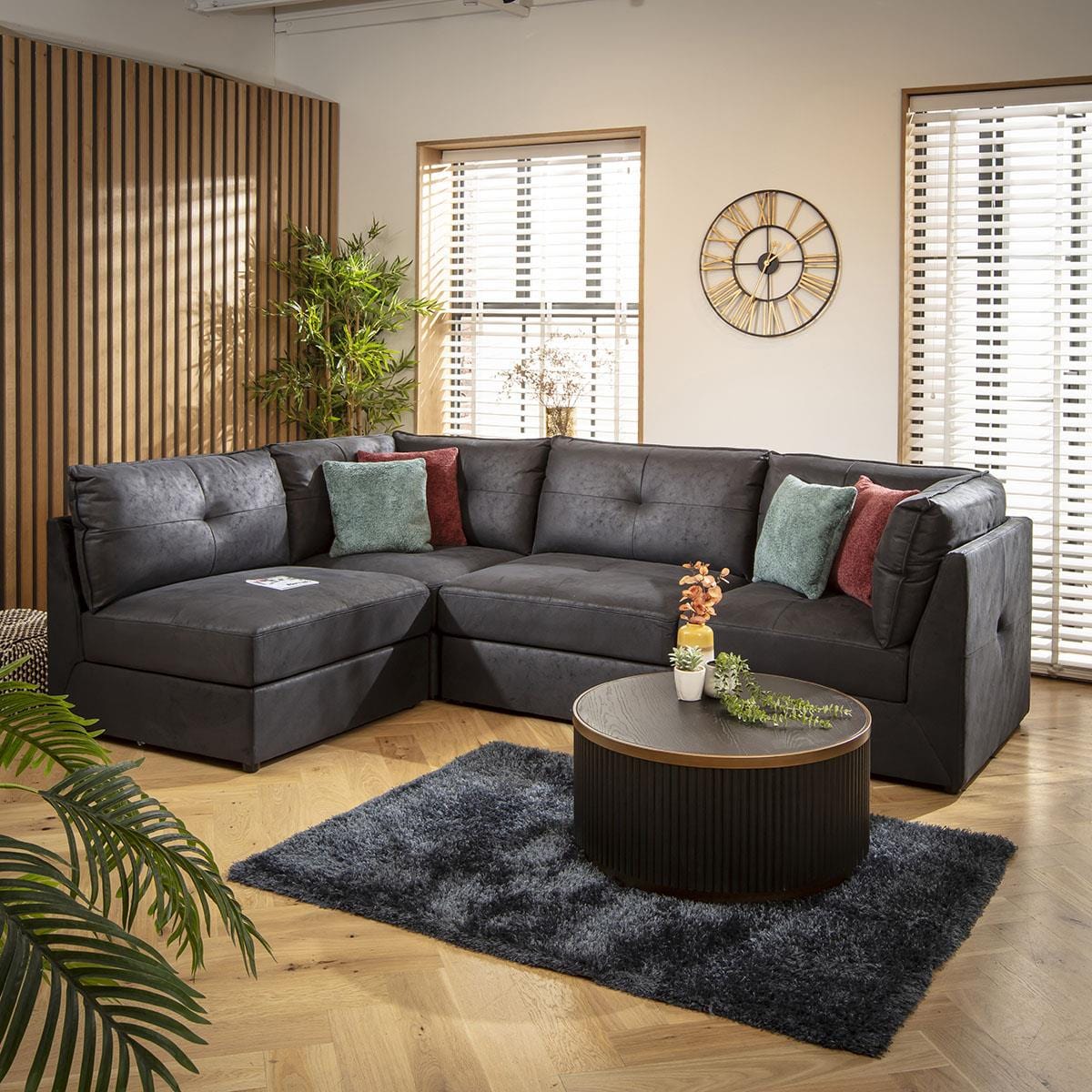 Archie 4 Seater Corner Sofa Black 270x180cm 12R