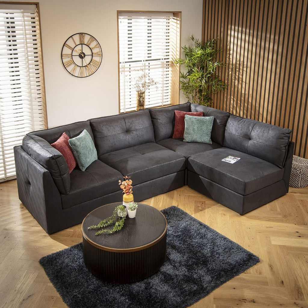 Archie 4 Seater Corner Sofa Black 270x180cm 12L