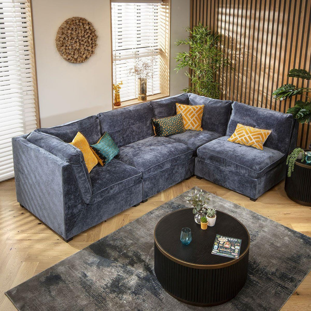 Anni 4 Seater Corner Sofa Blue Chenille 279x183cm 12L
