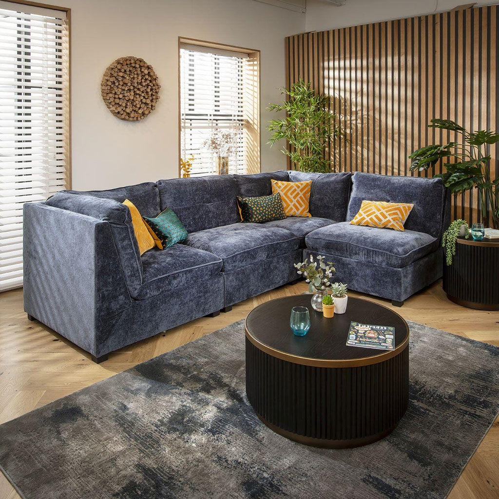 Anni 4 Seater Corner Sofa Blue Chenille 279x183cm 12L