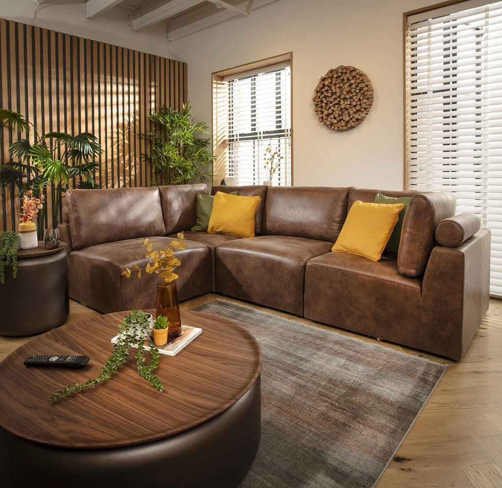 Martha 4 Seater Corner Sofa Antique Brown 266x174cm 12R