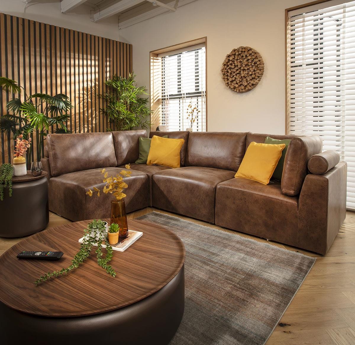 Martha 4 Seater Corner Sofa Antique Brown 266x174cm 12R