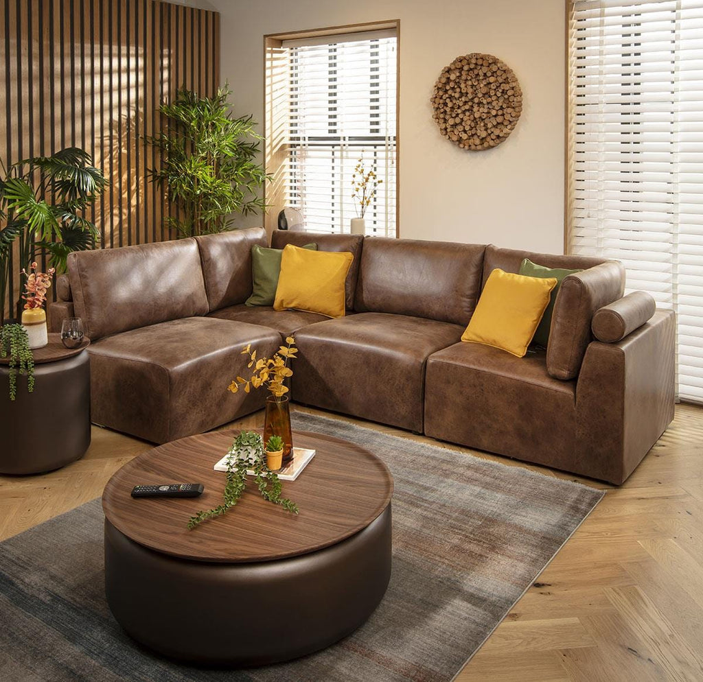 Martha 4 Seater Corner Sofa Antique Brown 266x174cm 12R