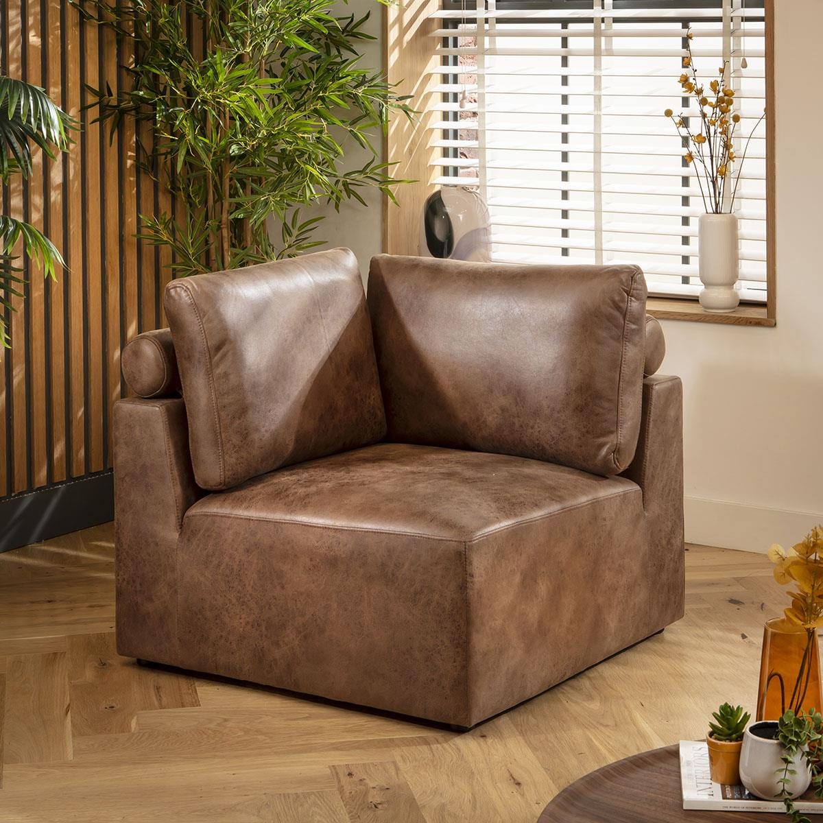 Martha 4 Seater Corner Sofa Antique Brown 266x174cm 12R