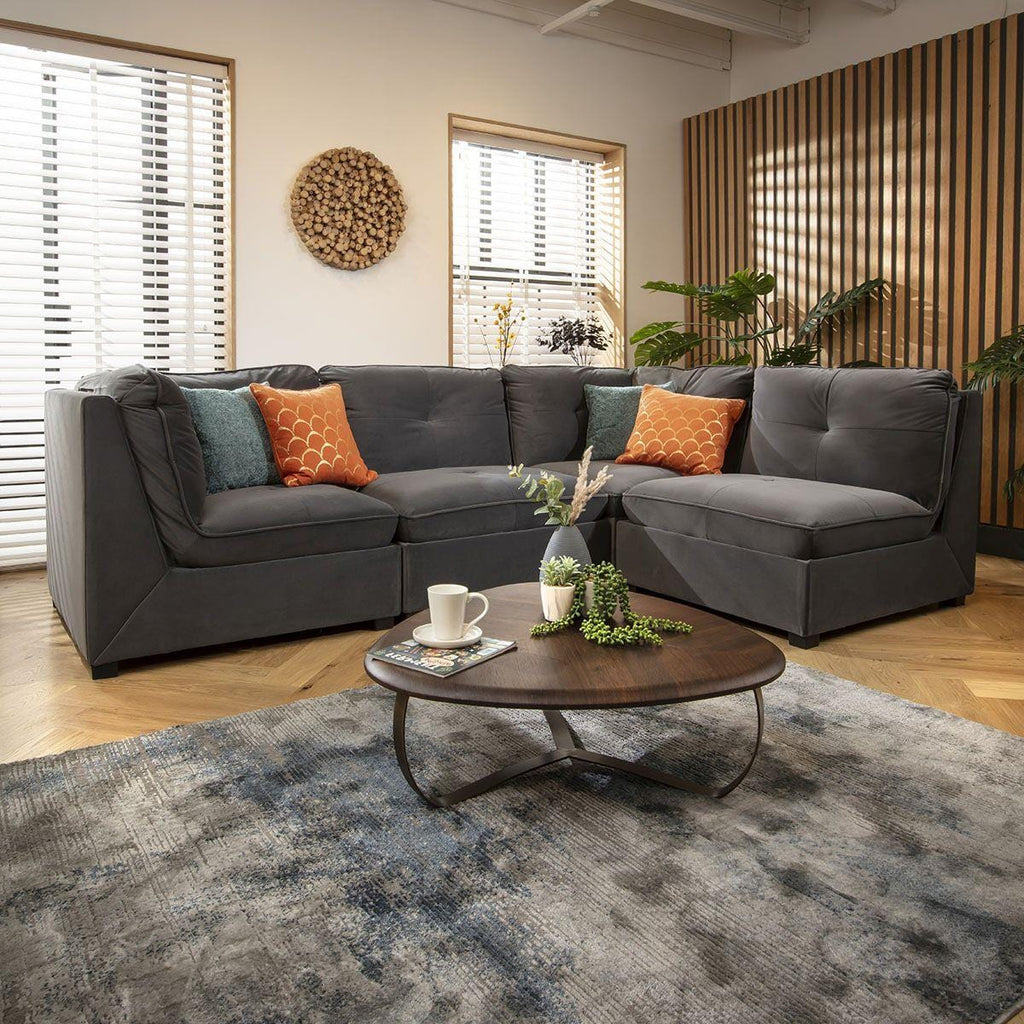 Anni 4 Seater Corner Sofa Grey Velvet 279x183cm 12L