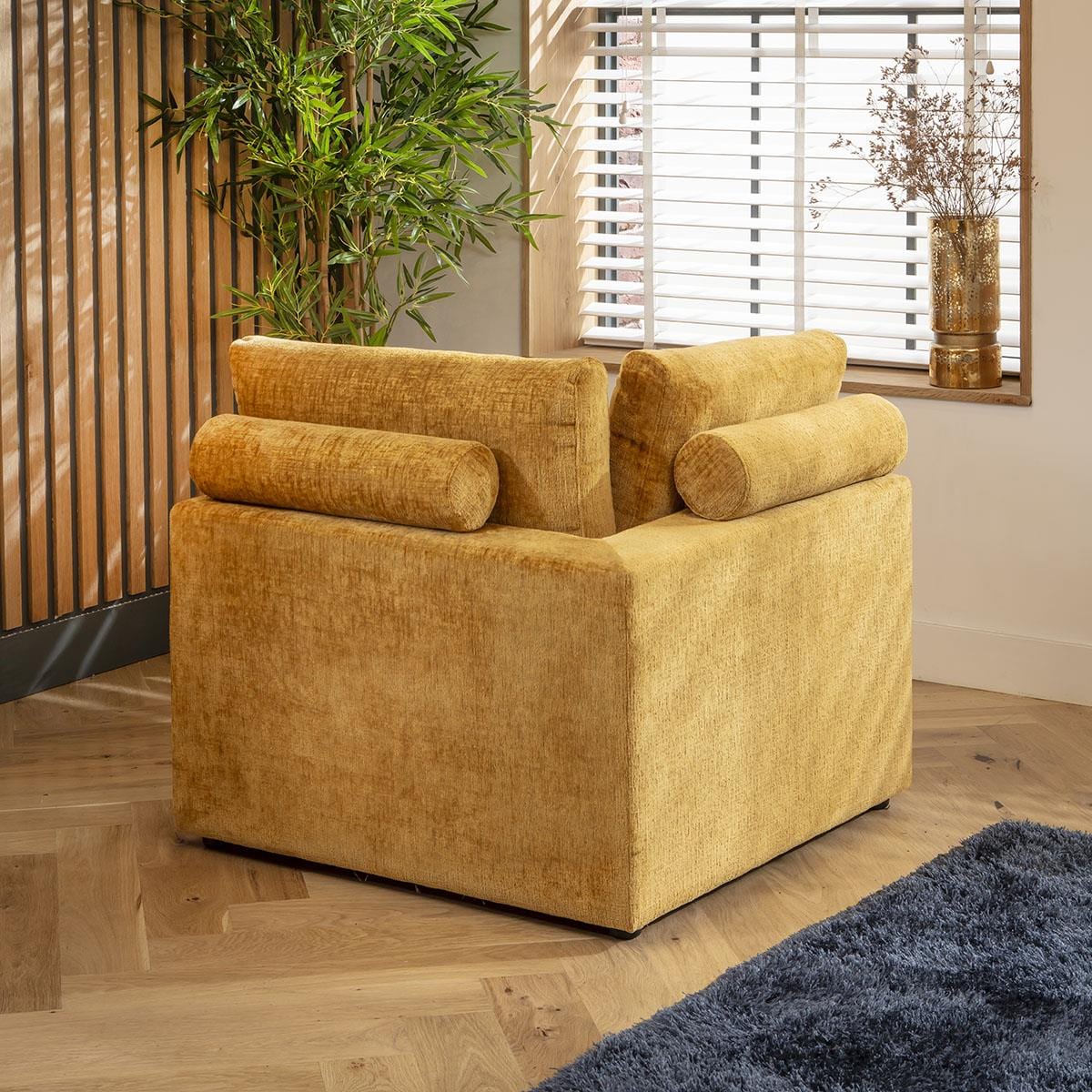 Martha 4 Seater Corner Sofa Mustard Chenille 266x174cm 12R