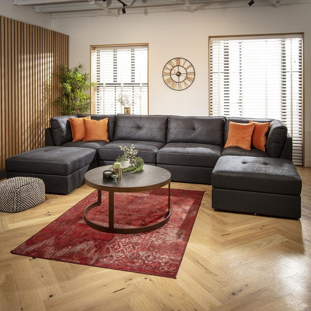 Archie 4 Seater U-Shape Sofa Black 360x180cm 7