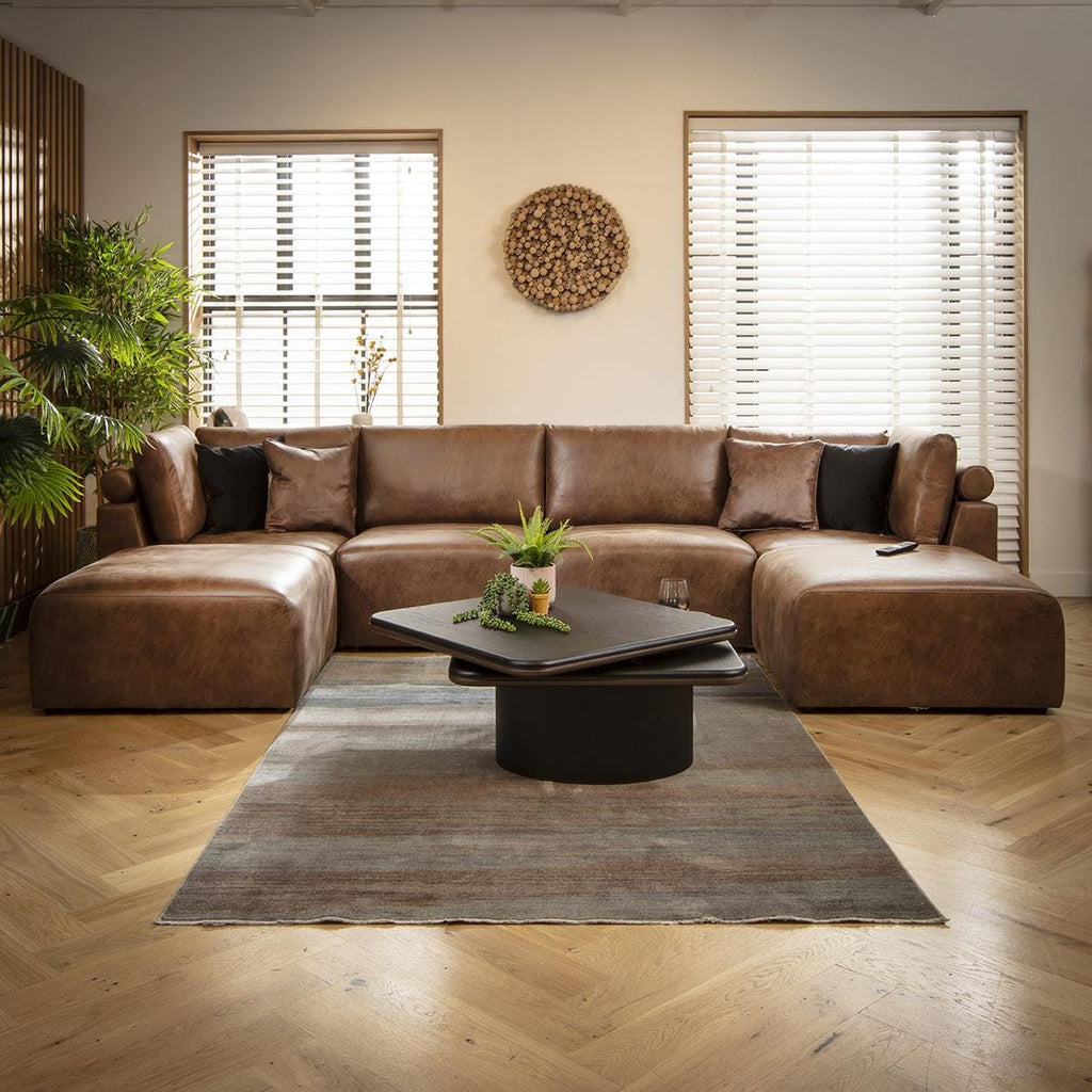 Martha 4 Seater U-Shape Sofa Antique Brown 348x176cm 7