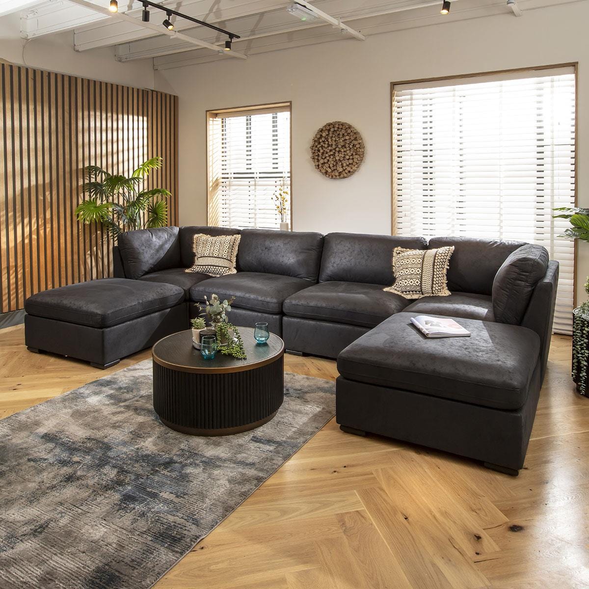 Mikey 4 Seater U-Shape Sofa Black 380x190cm 7