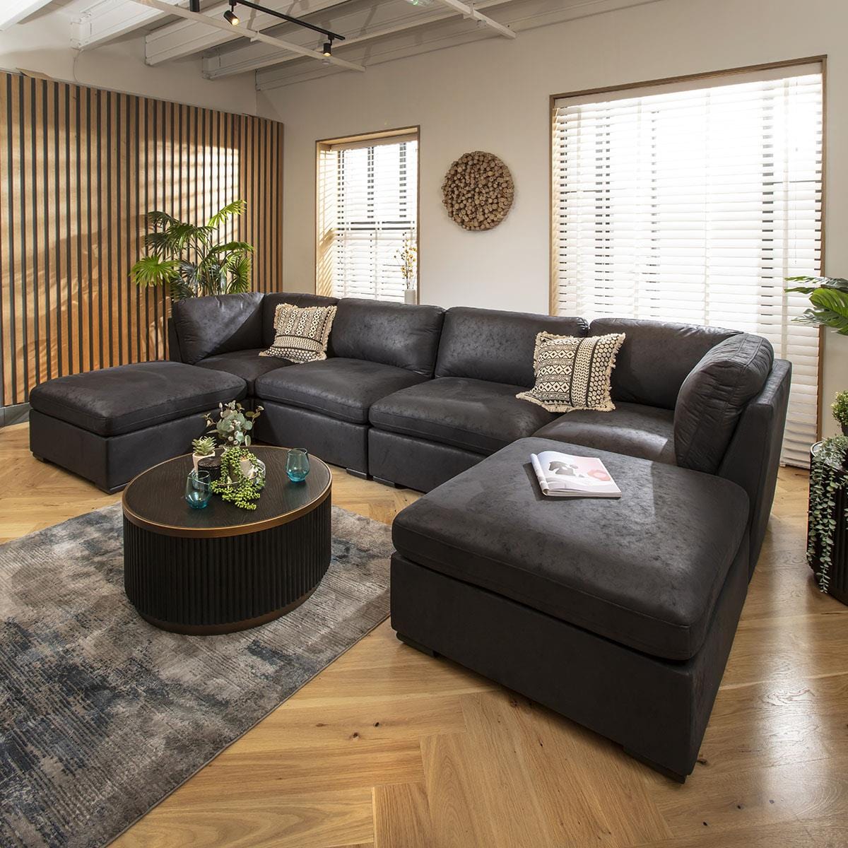 Mikey 4 Seater U-Shape Sofa Black 380x190cm 7