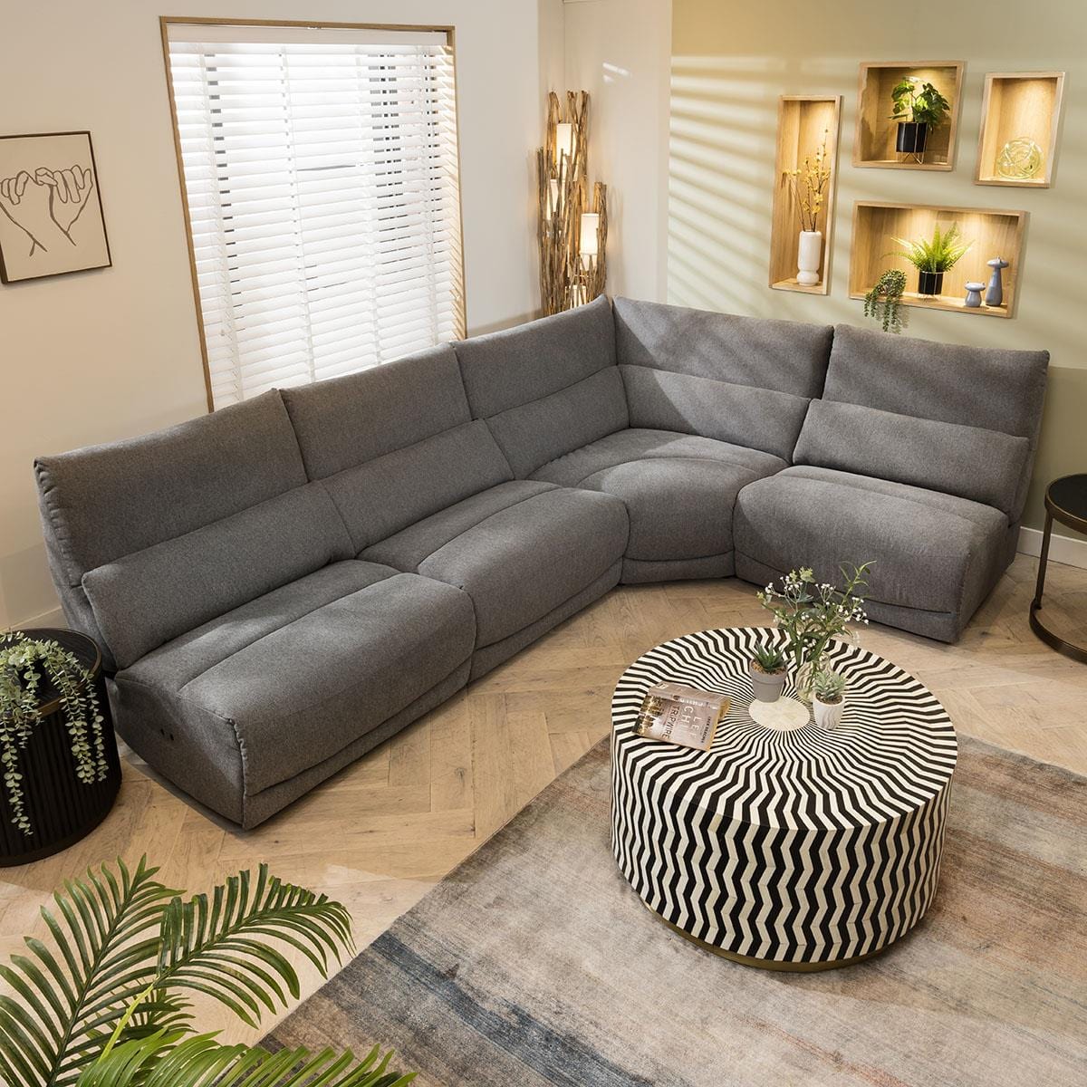 Jacob 5 Seater Recliner Corner Sofa - Grey L3R