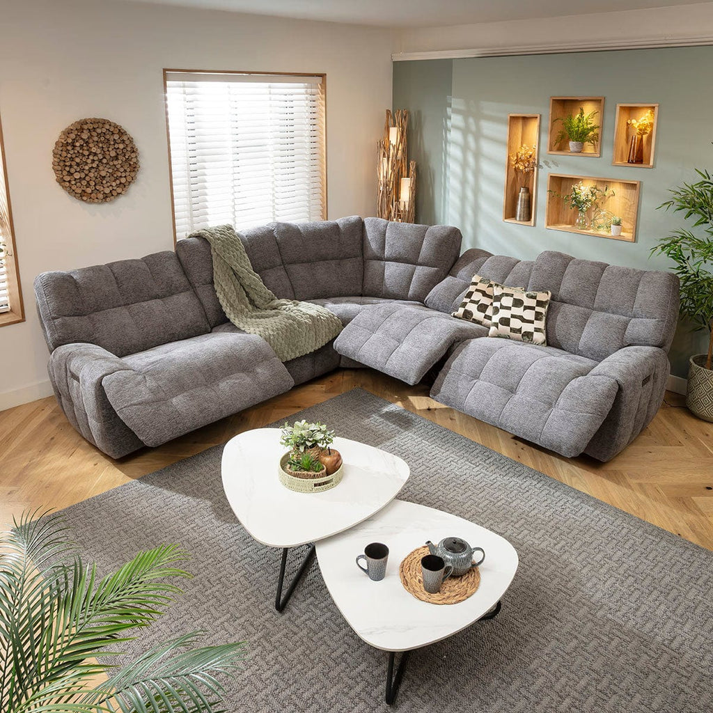 Luca 5 Seater Triple Recliner Corner Sofa Charcoal Chenille 300x300cm 14R1