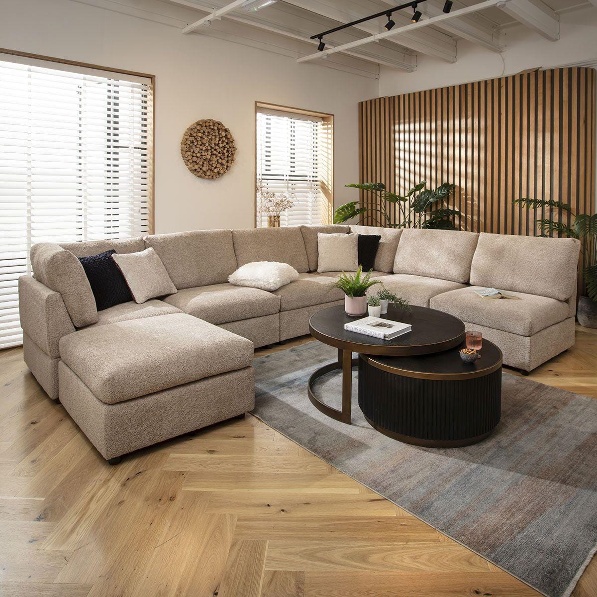 Sully 6 Seater U-Shape Sofa Biscuit Beige Boucle 320x240cm 9R