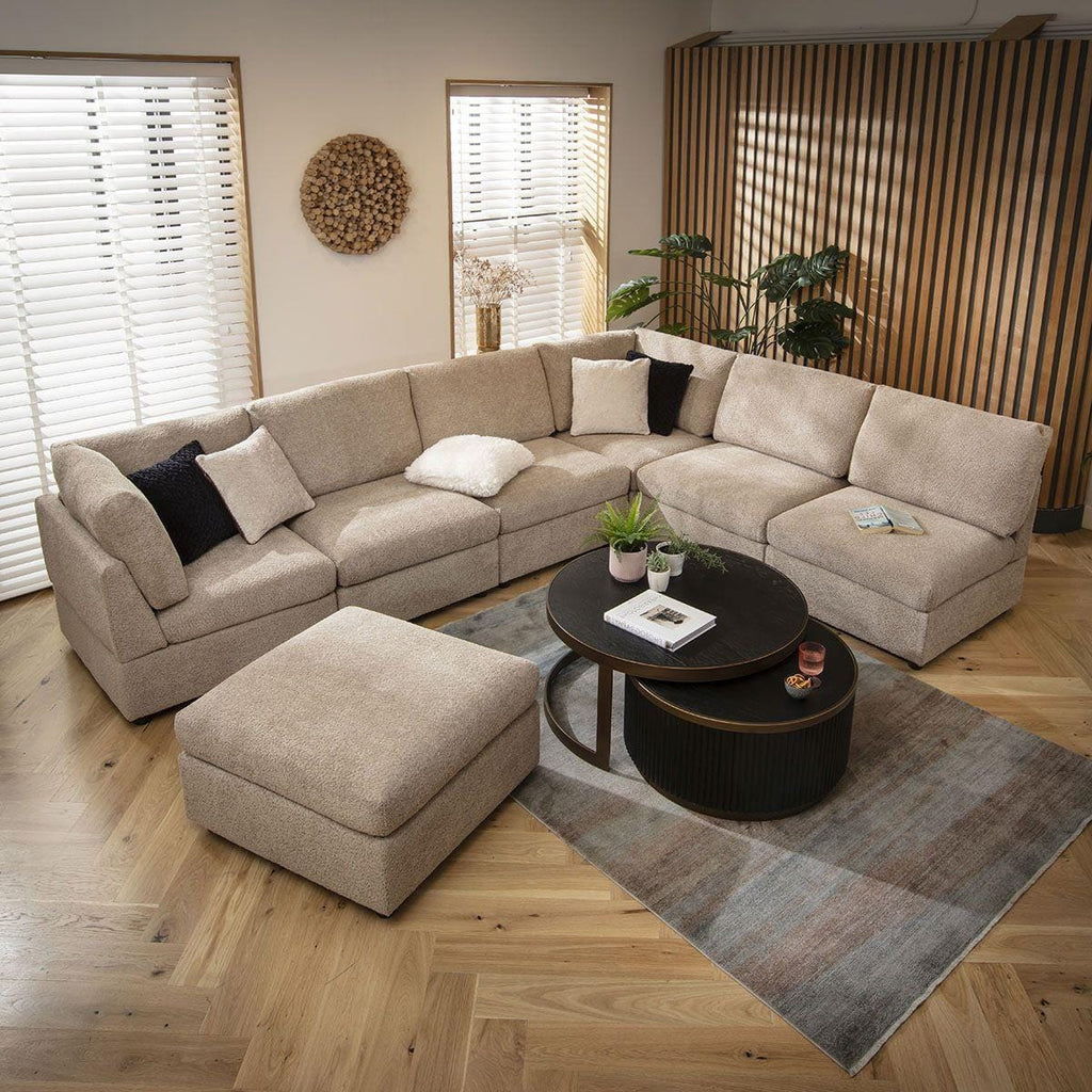 Sully 6 Seater U-Shape Sofa Biscuit Beige Boucle 320x240cm 9R