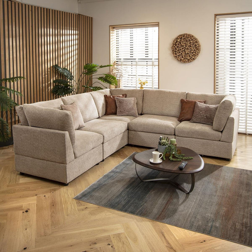 Sully 6 Seater Corner Sofa Biscuit Beige Boucle 240x240cm 14