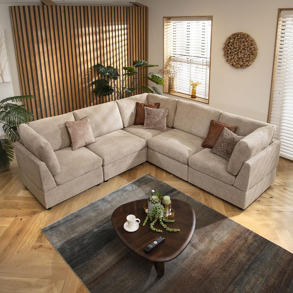 Sully 6 Seater Corner Sofa Biscuit Beige Boucle 240x240cm 14