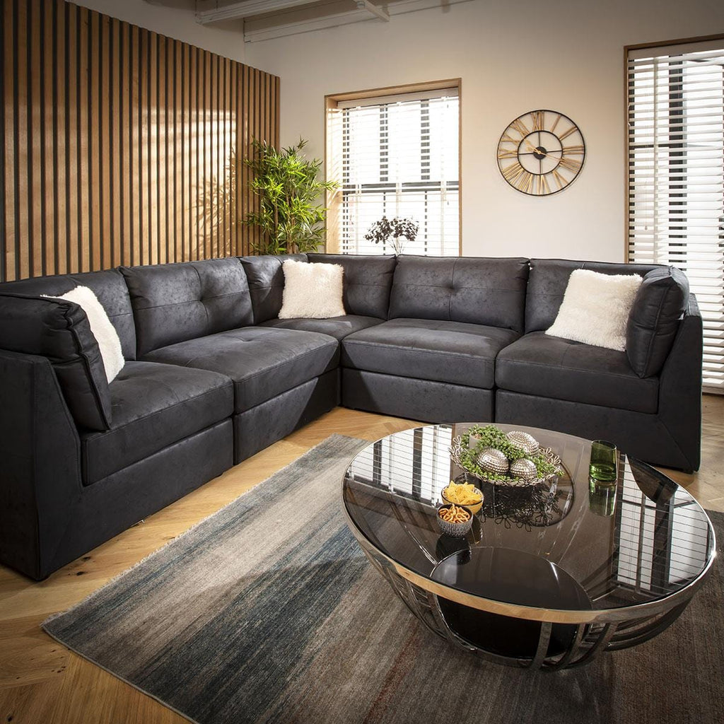 Archie 6 Seater Corner Sofa Black 270x270cm 14