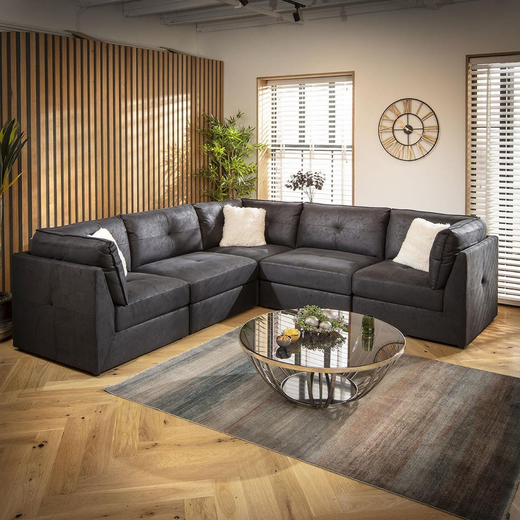 Archie 6 Seater Corner Sofa Black 270x270cm 14