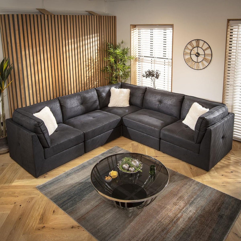 Archie 6 Seater Corner Sofa Black 270x270cm 14