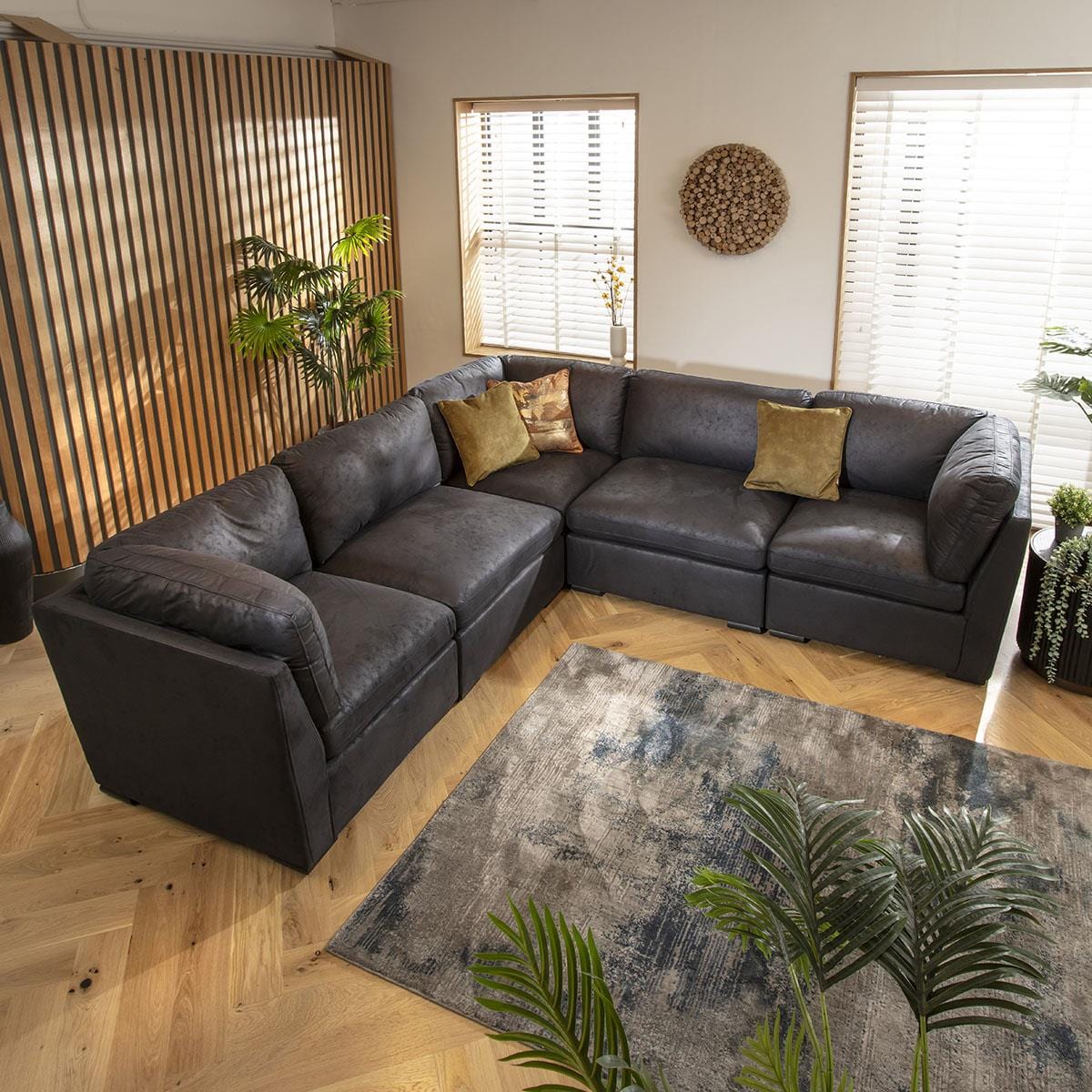 Mikey 6 Seater Corner Sofa Black 285x285cm 14